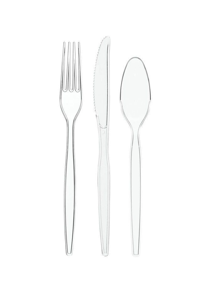 Gusto [360 Combo Pack] Basic Clear Plastic Silverware, Heavyweight Disposable Utensils - 180 Forks, 120 Spoons and 60 Knives Cutlery, Perfect for Wedding, Parties and Events - Image 2