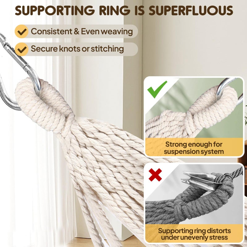 ANYOO Cotton Hammock Portable Camping Hammocks for Hanging Sturdy Garden Comfortable Fabric Hammock with Tree Straps Up to 660lbs with Travel Bag for Camping Outdoor/Indoor Patio Backyard - Image 5