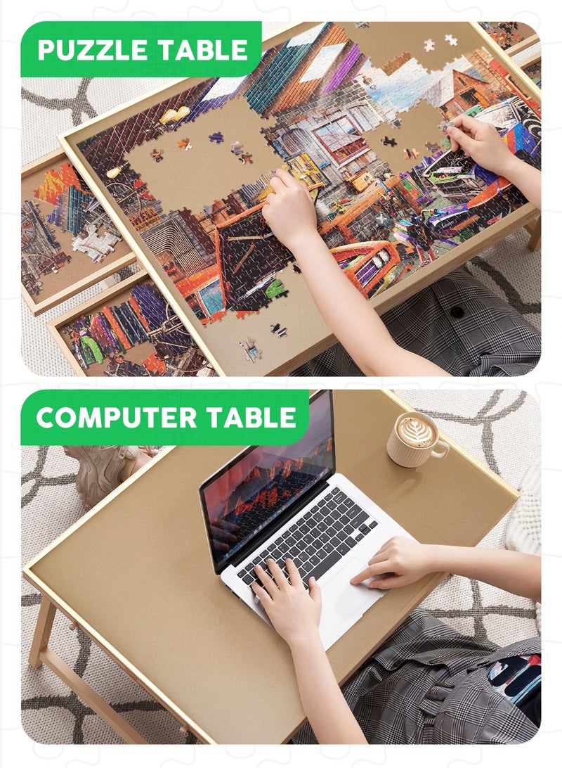URbazaar 1000 Piece Wooden Jigsaw Puzzle Board, 81cmx61.5cm Portable Puzzle Table Portable Puzzle Table, 6 Drawers, PP Cover, With Table Legs, for Ages 7 and Up - Image 5