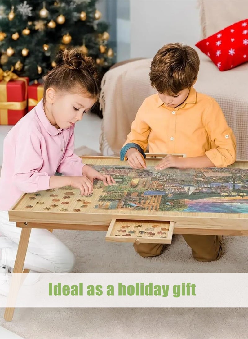 URbazaar 1500 Piece Wooden Jigsaw Puzzle Board, 89cmx68.7cm Portable Puzzle Table Portable Puzzle Table, 6 Drawers, PP Cover, With Table Legs, for Ages 7 and Up - Image 5