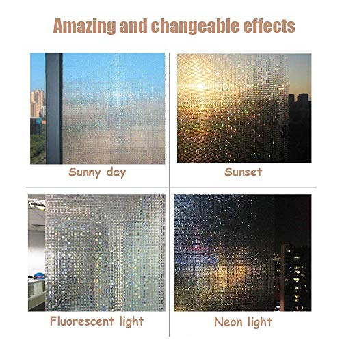 Elton 3D Window Films Privacy Film Self Adhesive Decorative Film for Bathroom Door Window Heat Control Anti UV 16 x 144 inches - Image 5