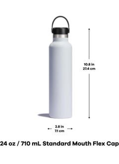 Generic Water Bottle 709 ml (24 oz) - Vacuum Insulated Stainless Steel Water Bottle with Leak Proof Flex Cap and Powder Coat - BPA-Free - Standard Mouth  - Image 2