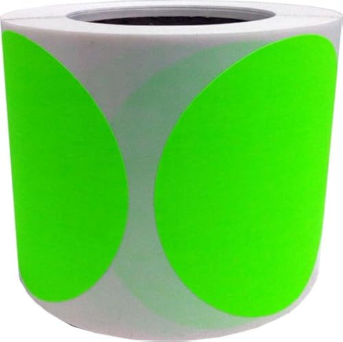 InStockLabels.com Fluorescent Green Color Coding Labels – 4 Inch Round Circle Dots, 500 Total Adhesive Stickers on a Roll for Inventory, Organization, Warehouse, and Retail – Made in The USA - Image 5