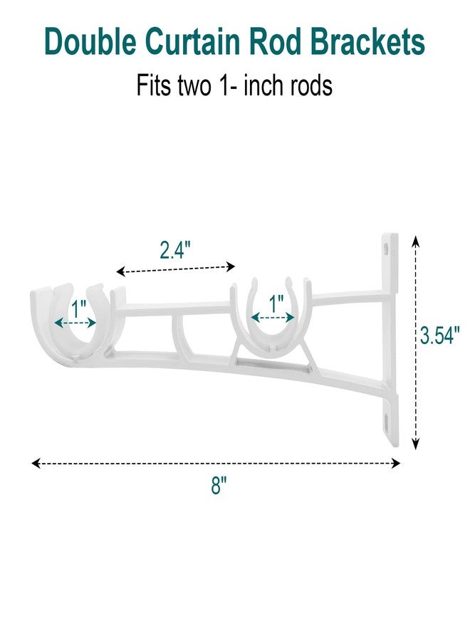 Gudui Double Curtain Rod Bracket, Heavy Duty Curtain Rod Holders White Curtain Rod Hooks Wall Brackets Extended Rod Hanger Support, 3 Pack - Image 2