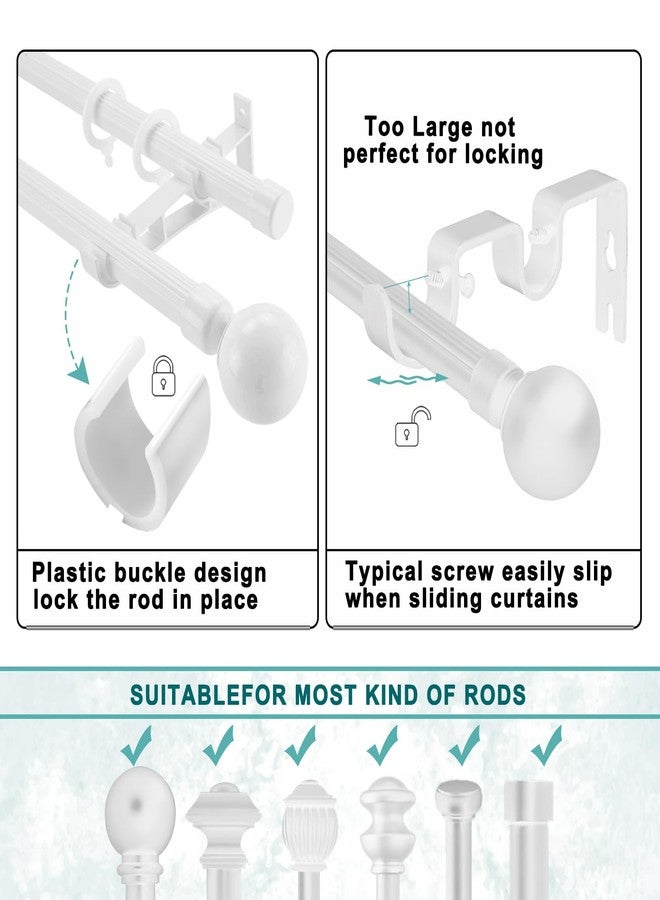 Gudui Double Curtain Rod Bracket, Heavy Duty Curtain Rod Holders White Curtain Rod Hooks Wall Brackets Extended Rod Hanger Support, 3 Pack - Image 4