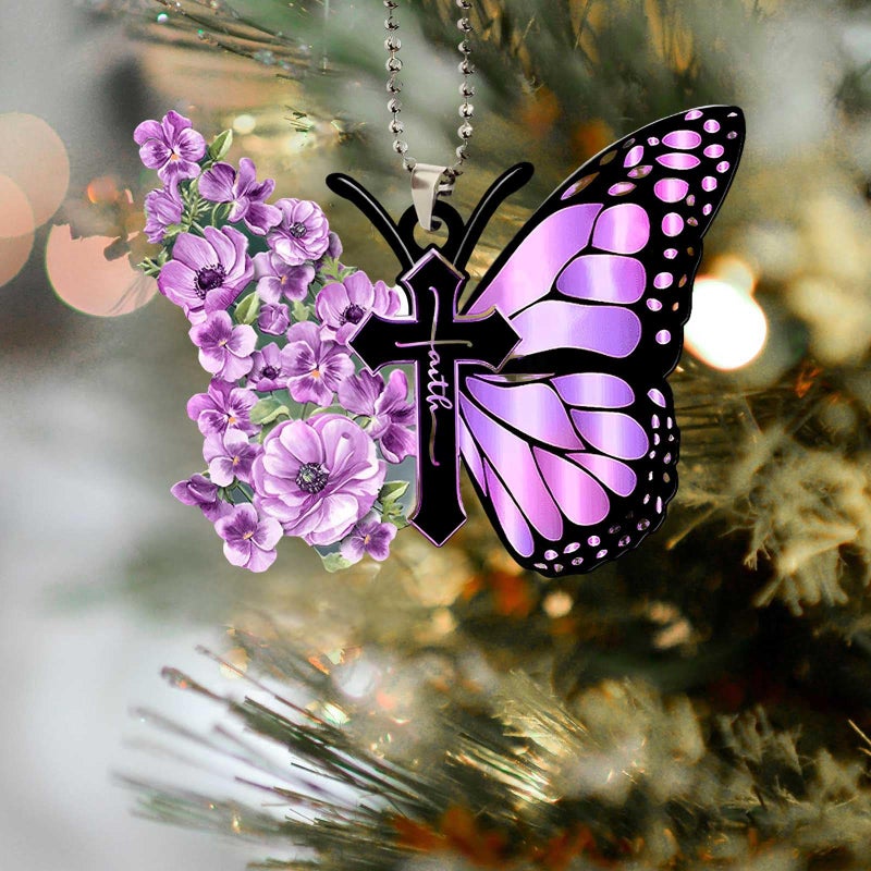 Twpribarn Butterfly Car Hanging Ornament, Hanging Charm Home Decoration Keepsake, Butterfly Accessories Pendant for Rear View Mirror, Christmas Festival Car Pendant for Men and Women (Purple) - Image 5