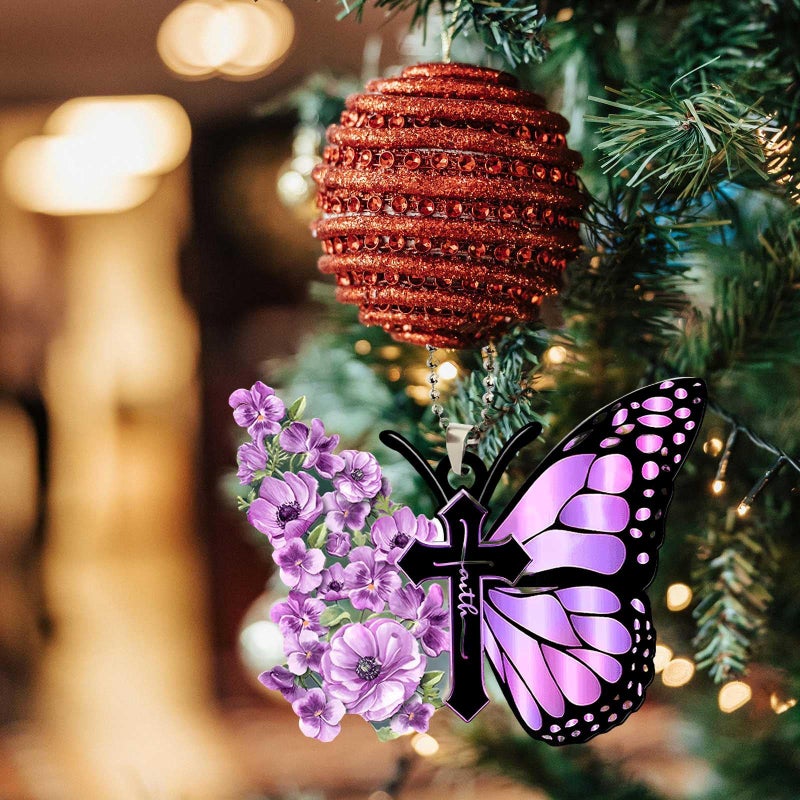 Twpribarn Butterfly Car Hanging Ornament, Hanging Charm Home Decoration Keepsake, Butterfly Accessories Pendant for Rear View Mirror, Christmas Festival Car Pendant for Men and Women (Purple) - Image 4