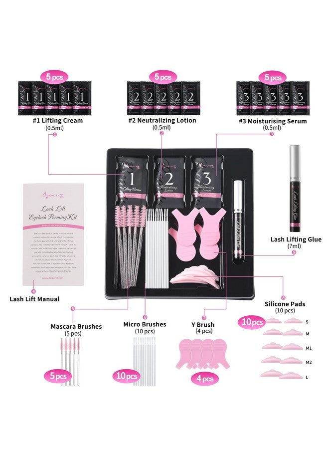 Beauty7 Lash Lift Kit Eyelash Extension Kit Lash Perm Kit Eyelash Lifting Lash Curling Semipermanent Curling Perming Wave Professional Salon At Home (Lash Kit 5 Packs)  - Image 2