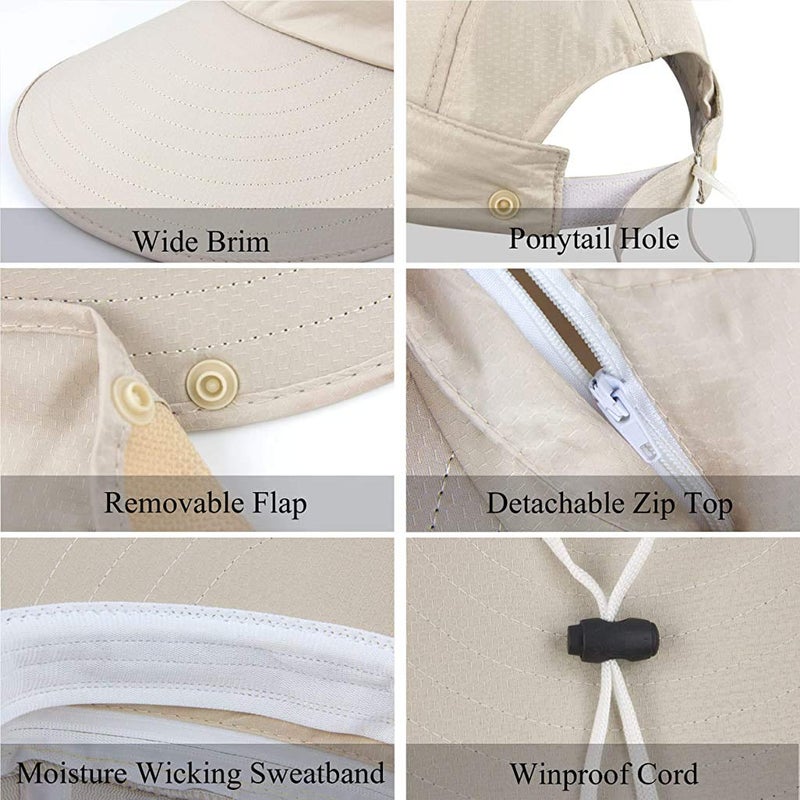 GUSTAVE ® Unisex Summer Hats with Detachable Flaps, Sun Hats for Women, Sun Protection Cap for Women, for Gardening, Beach, Boating, Fishing - Image 4