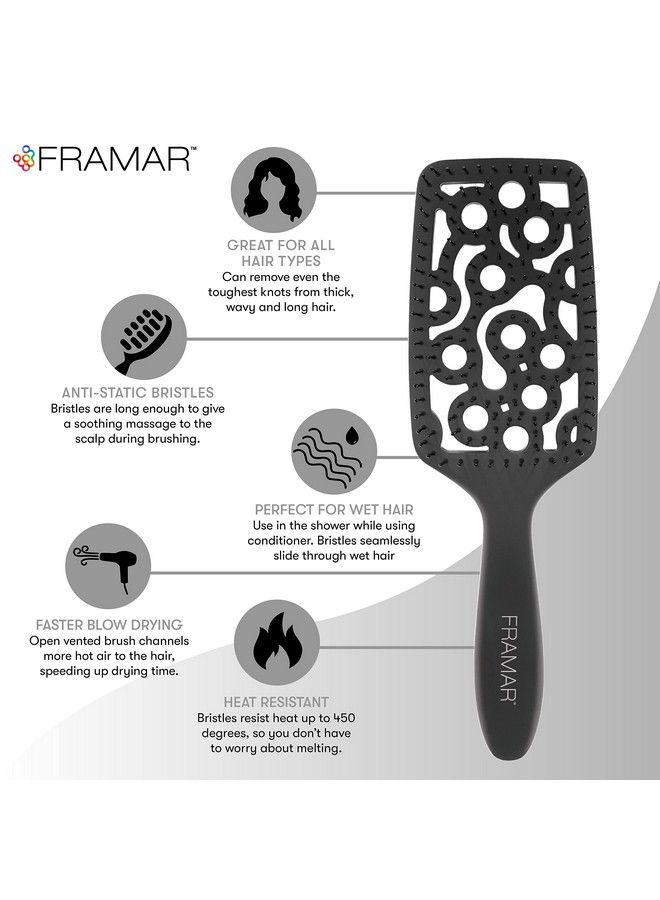 framar Professional Vented Hair Brush Paddle Brush For Blow Drying Brush Curved Hair Brush For Blow Drying Wet Paddle Brush Paddle Hair Brushes For Women Blow Drying Curved Vent Brush For Hair - Image 3