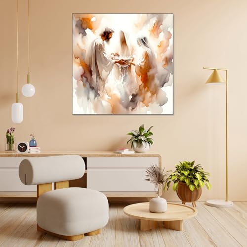The Castle Decor Jesus Painting with Frame Big Size (24X24) Wall Art for Living Room, Bedroom, Drawing Room, Hotels-Wooden Framed-Digital Painting - Image 2