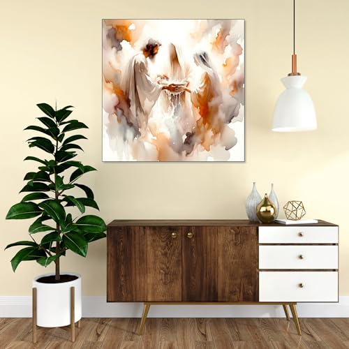 The Castle Decor Jesus Painting with Frame Big Size (24X24) Wall Art for Living Room, Bedroom, Drawing Room, Hotels-Wooden Framed-Digital Painting - Image 1