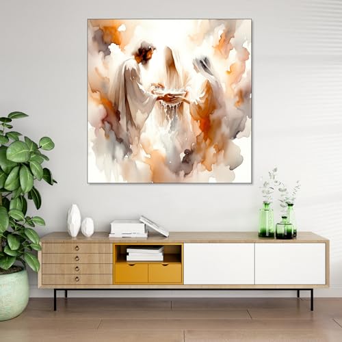 The Castle Decor Jesus Painting with Frame Big Size (24X24) Wall Art for Living Room, Bedroom, Drawing Room, Hotels-Wooden Framed-Digital Painting - Image 3