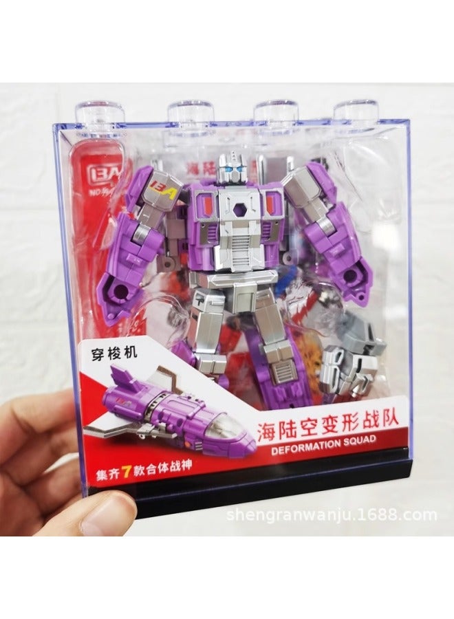 Guangdong Star Sea Land And Air Deformation Team Boy Robot Combination Model Helicopter Armor Tank Seven-in-one Toy-Color:Yuexing Sea, Land And Air Transformed Armor ] - Image 3