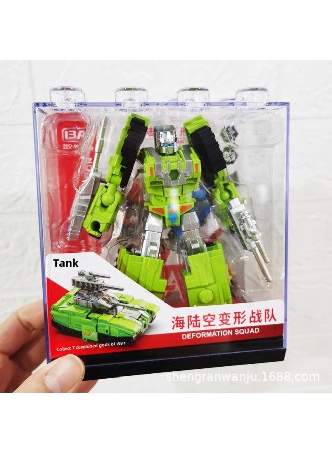 Guangdong Star Sea Land And Air Deformation Team Boy Robot Combination Model Helicopter Armor Tank Seven-in-one Toy-Color:Yuexing Sea, Land And Air Transformed Armor ] - Image 4