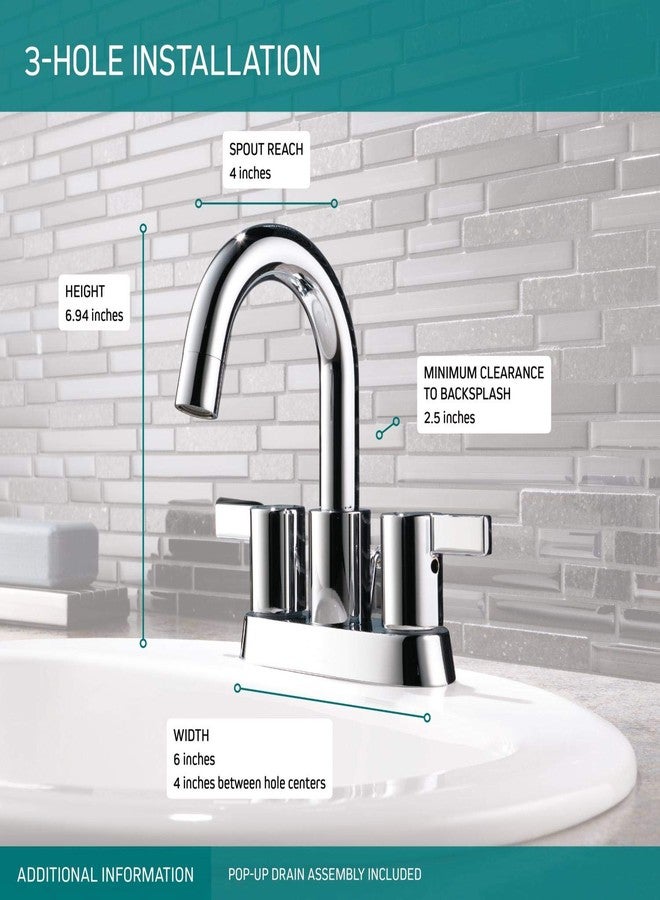 Peerless Precept Centerset Bathroom Faucet Chrome, Bathroom Sink Faucet, Drain Assembly, Chrome P299102LF - Image 3