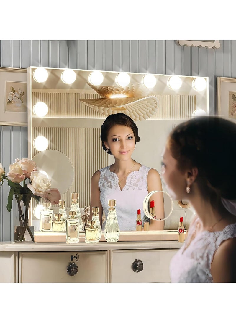 AUTOYSUR Hollywood Vanity Mirror with Lights, 15 Led Bulbs，3 Color Lights，Make Up Lighted Mirror, Aluminum Metal Frame,USB Charging Port（24"×20"）  - Image 2