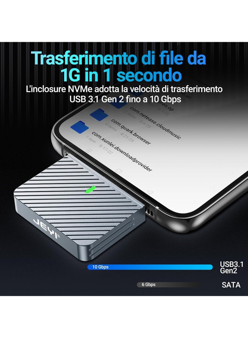 2230 M.2 Enclosure, 2230 SSD Enclosure, Sharge Disk SSD, Direct-Attached Wireless USB C 10Gbps M.2 NVMe SSD Enclosure Adapter, 2tb Max - i9 Zebra 2230C  - Image 2