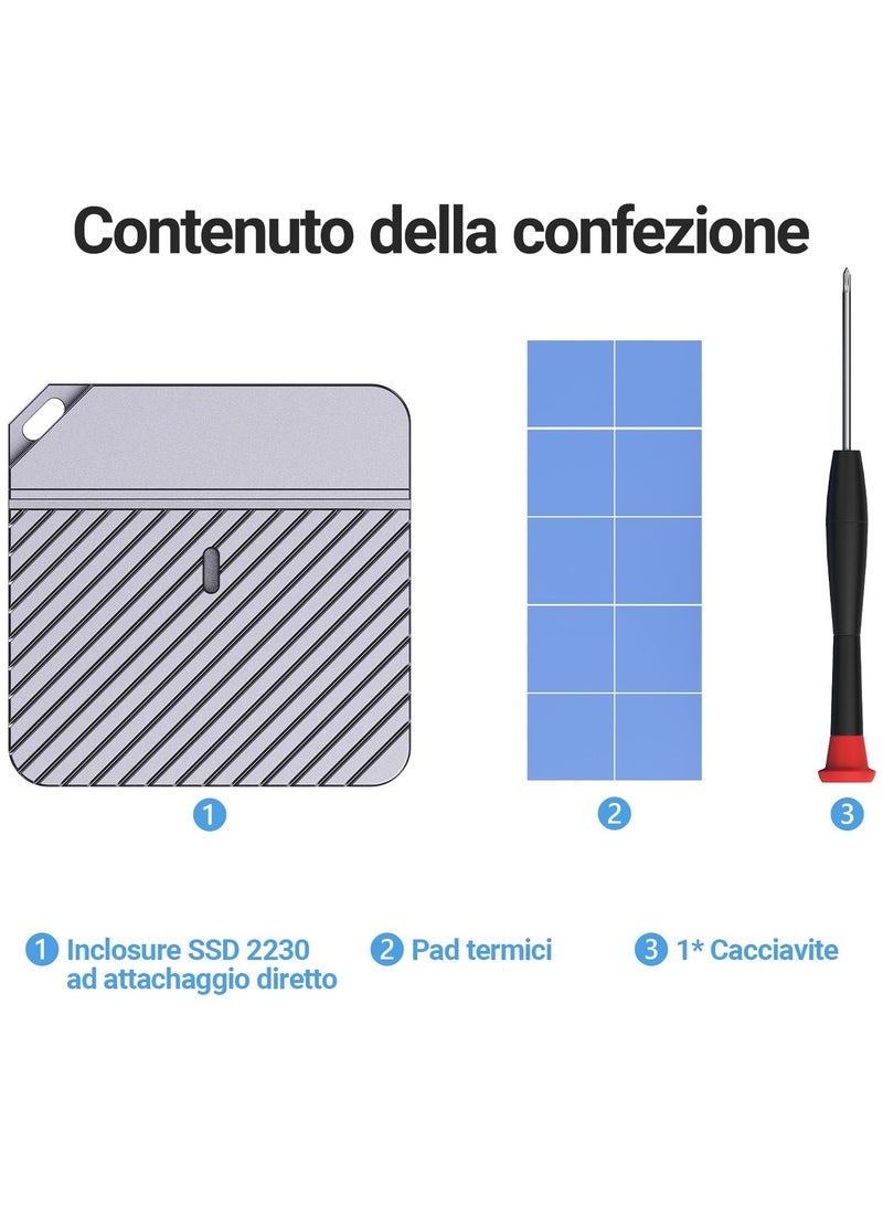 2230 M.2 Enclosure, 2230 SSD Enclosure, Sharge Disk SSD, Direct-Attached Wireless USB C 10Gbps M.2 NVMe SSD Enclosure Adapter, 2tb Max - i9 Zebra 2230C  - Image 3