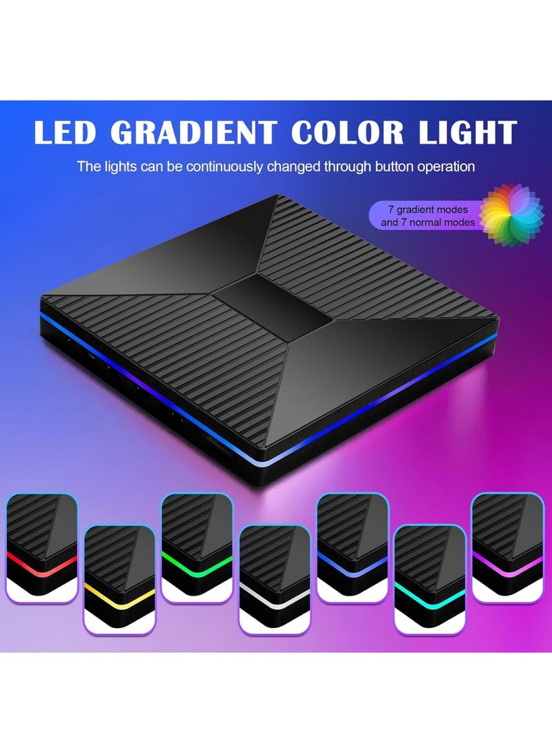 External CD DVD Drive with Ambient Lighting, USB C USB/SD/TF Ports, CD/DVD +/-RW, Optical Disc Burner  Reader for Laptop PC Mac MacBook Air/Pro, Windows 11/10 (Black) - Image 3