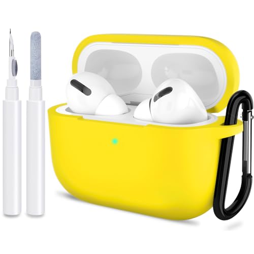 ATUAT for AirPods Pro 1st/2nd Generation Case Cover, Protective Silicone Skin Accessories with Keychain for Women Men for Apple AirPods Pro 2019/2022 Charging Case,Front LED Visible-Yellow - Image 1