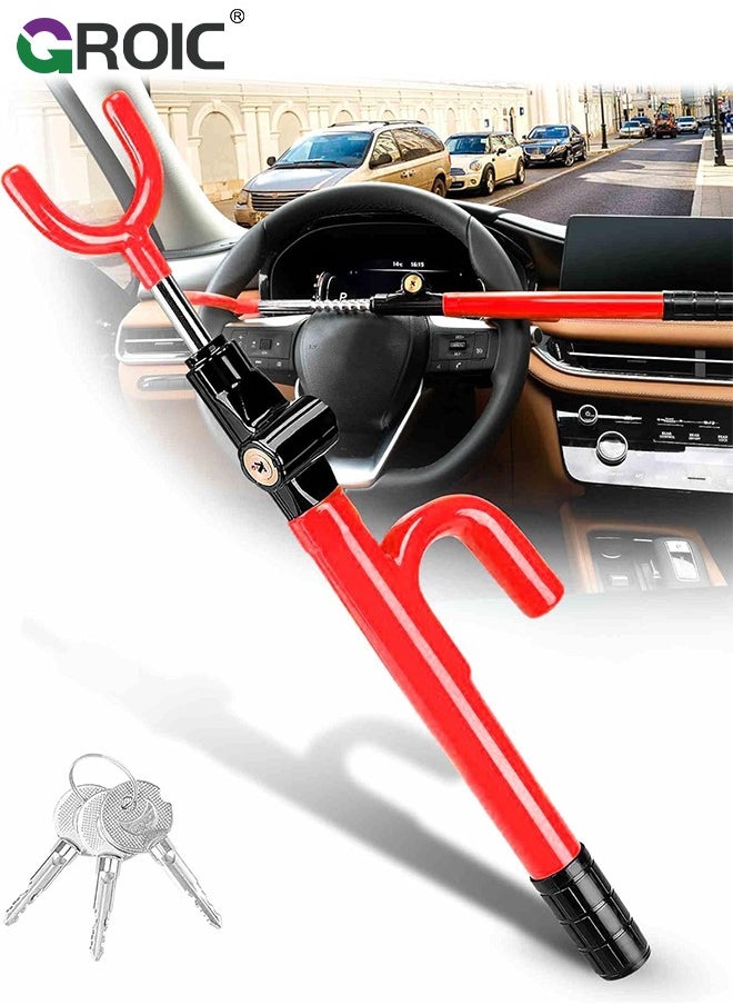 GROIC Car Steering Wheel Lock Anti-Theft Device, Steering Wheel Locks for Car SUV Van, Easy Installation, Rubber Protection, Extendable Universal Security Device  - Image 1