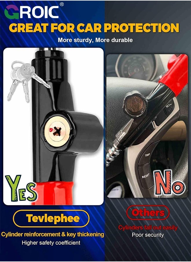 GROIC Car Steering Wheel Lock Anti-Theft Device, Steering Wheel Locks for Car SUV Van, Easy Installation, Rubber Protection, Extendable Universal Security Device  - Image 5