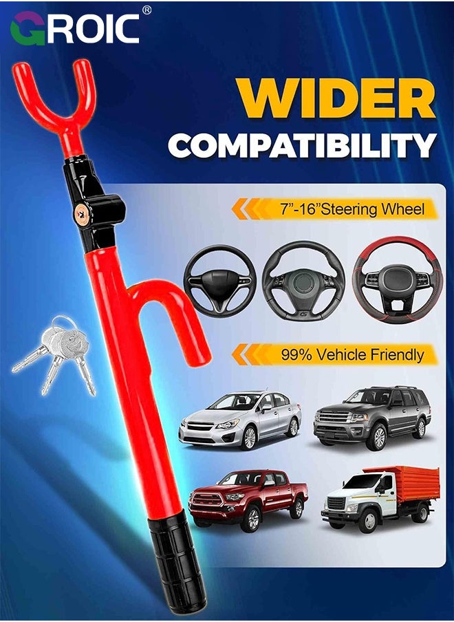 GROIC Car Steering Wheel Lock Anti-Theft Device, Steering Wheel Locks for Car SUV Van, Easy Installation, Rubber Protection, Extendable Universal Security Device  - Image 3