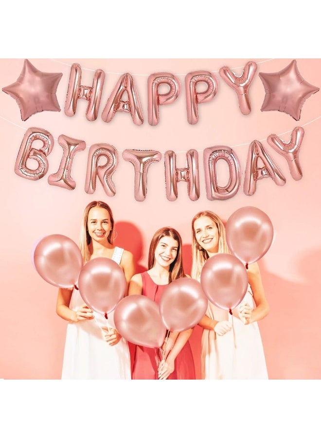 Happy Birthday Rose Gold Balloons – Large, Pack of 25 | Rose Gold Happy Birthday Letter Balloons | Star Mylar Foil and Latex Balloons | Rose Gold Decorations Party Supplies for Girl - Image 5