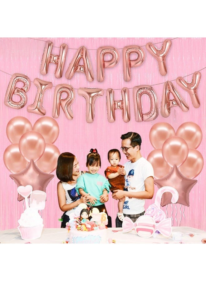 Happy Birthday Rose Gold Balloons – Large, Pack of 25 | Rose Gold Happy Birthday Letter Balloons | Star Mylar Foil and Latex Balloons | Rose Gold Decorations Party Supplies for Girl - Image 3