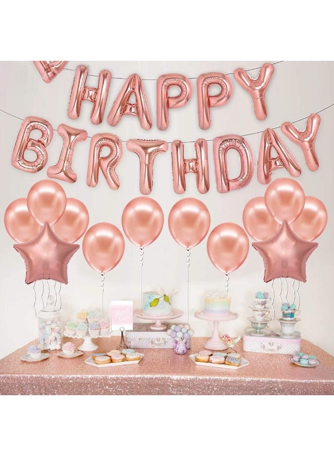 Happy Birthday Rose Gold Balloons – Large, Pack of 25 | Rose Gold Happy Birthday Letter Balloons | Star Mylar Foil and Latex Balloons | Rose Gold Decorations Party Supplies for Girl - Image 2
