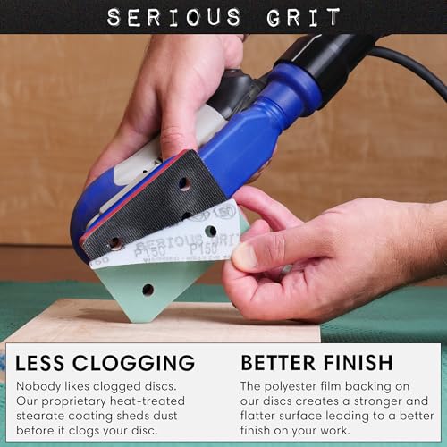 Serious Grit - 3" x 4" 6-Hole 180 Grit Sanding Sheets - Fits Surfprep, Uneeda Ekasand, Mirka DEOS 343 - Heavy-Duty Hook & Loop Film Abrasive Pads - Sandpaper for 3x4 Sheet Sanders - 50 Pack Box - Image 5