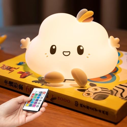 Zilloquil Cloud LED Nursery Night Light Soft Silicone Lamp for Kids, Bedroom, Children, Girls, Boys Room Decor Lamp with Touch Sensor Control, Color Changing Mode, Remote Control (Cloud Lamp) - Image 1
