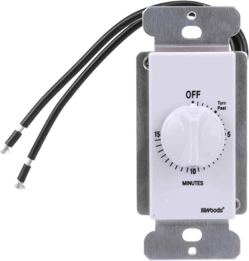Woods 59711 In- Wall 15 Minute Spring Wound Timer, White - Image 1