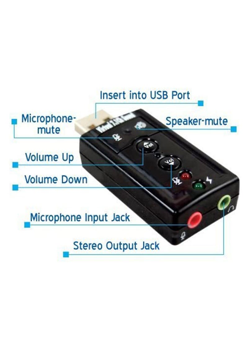 LEDIN USB 7.1 Channel USB External Sound Card Audio Mic Adapter for Laptop or PC Just Plug and Play  - Image 4