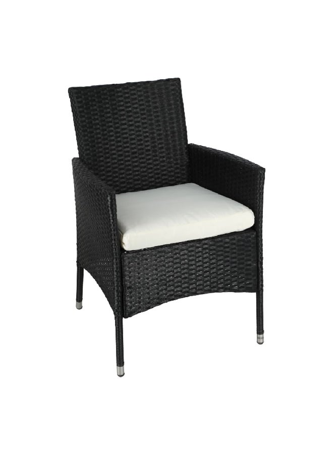 1-Seater Wicker Chair with Cushion Black and White 85 x 58 x 58 cm 7982