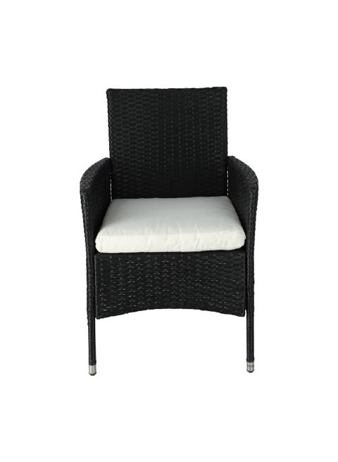 1-Seater Wicker Chair with Cushion Black and White 85 x 58 x 58 cm 7982