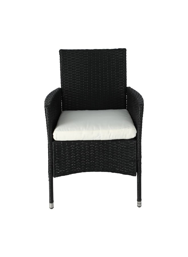 1-Seater Wicker Chair with Cushion Black and White 85 x 58 x 58 cm 7982