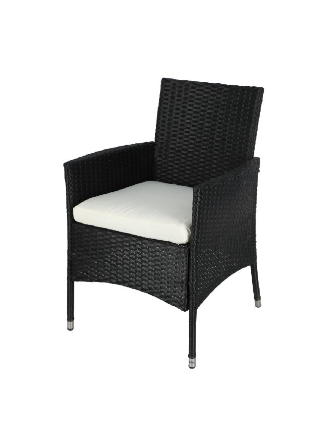 1-Seater Wicker Chair with Cushion Black and White 85 x 58 x 58 cm 7982