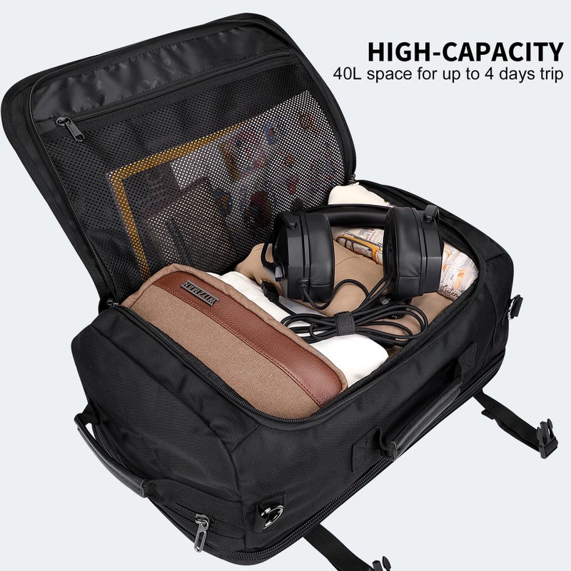 WITZMAN Travel Backpack for Men Women Laptop Backpack with USB Charging Port Carry-on Luggage Flight Approved(B686 Black) - Image 4