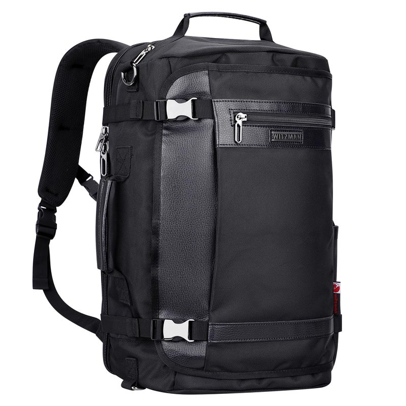 WITZMAN Travel Backpack for Men Women Laptop Backpack with USB Charging Port Carry-on Luggage Flight Approved(B686 Black) - Image 1
