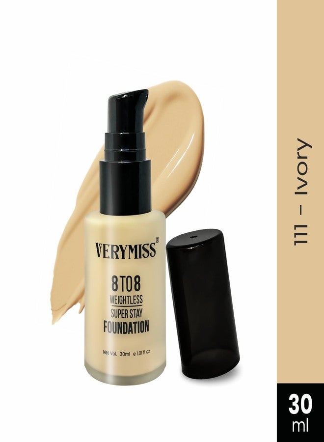 VERYMISS Matte 8 To 8 Weightless Super Stay Foundation | Full Coverage | Long-Lasting & Lightweight | Suitable for Oily & Combination Skin (111 IVORY) - Image 2