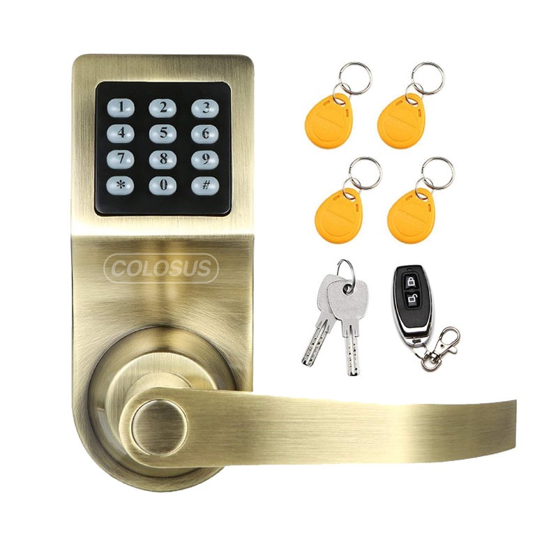 Colosus NDL302 Electronic Digital Keyless Door Lock, Keypad – Smartcode Security, Grant & Control Access for Home, Office (Gold - 4 Key Fobs) - Image 3