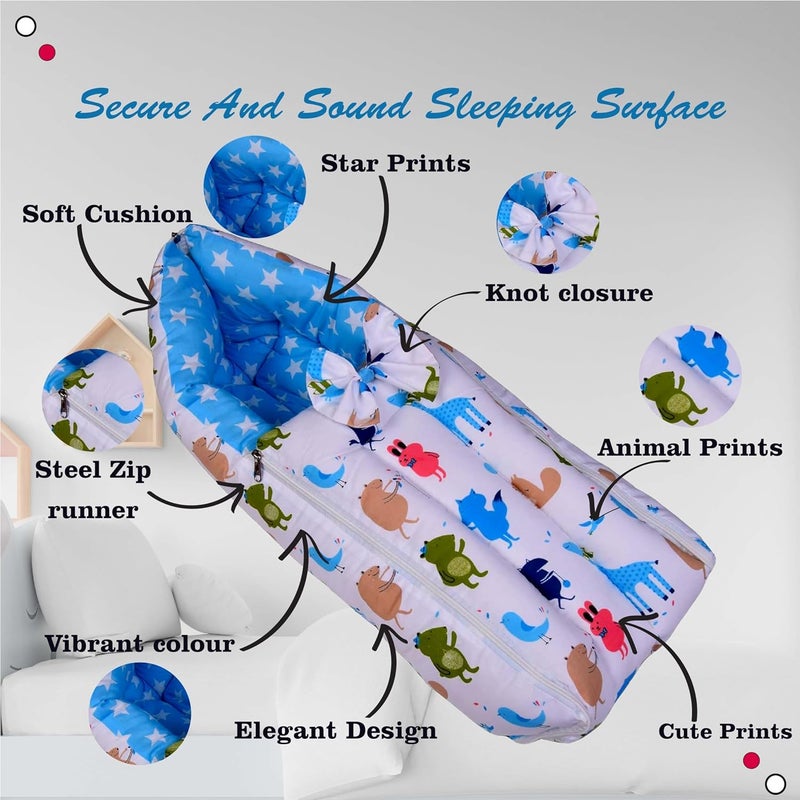 Kwitchy Baby Bedding Set Combo Play Gym Mattress with Net Gaddi Set Nappy Changing Sheets Carry Bag Blue 06 Months 4PCS Set - Image 4