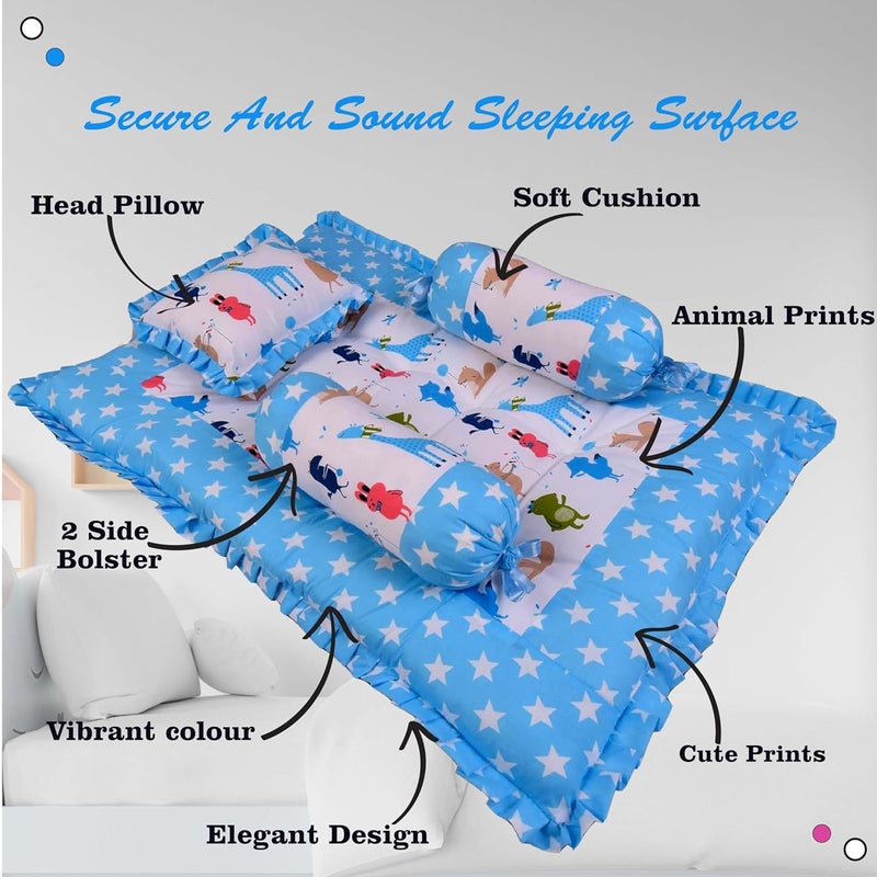 Kwitchy Baby Bedding Set Combo Play Gym Mattress with Net Gaddi Set Nappy Changing Sheets Carry Bag Blue 06 Months 4PCS Set - Image 5