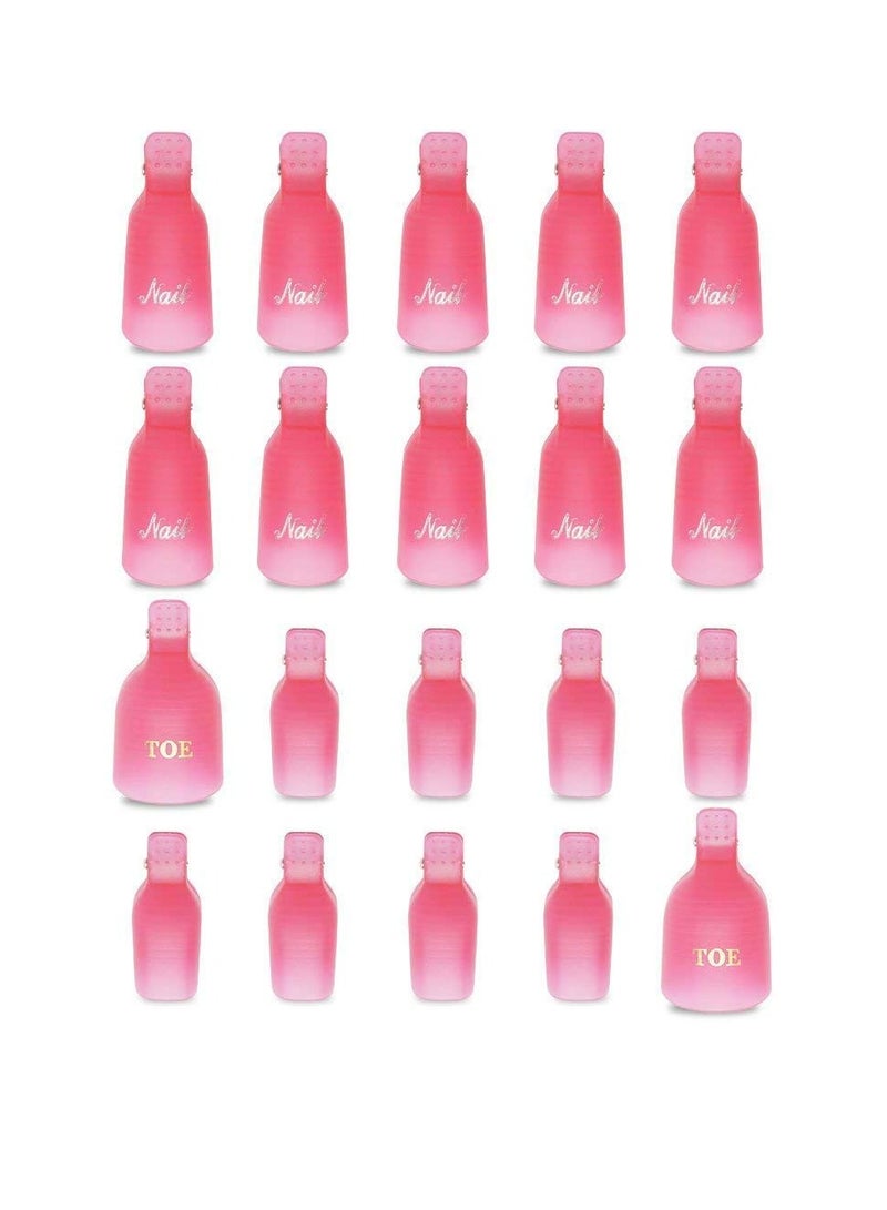 Generic Gel Polish Remover Clips, Cleaner Cap Clip Reusable Toenail and Finger Gel Polish Remover Tool, Best Gel Nail Polish Remover Kit for Professional Salon and Personal Home Use 20 Pieces (Red) - Image 2