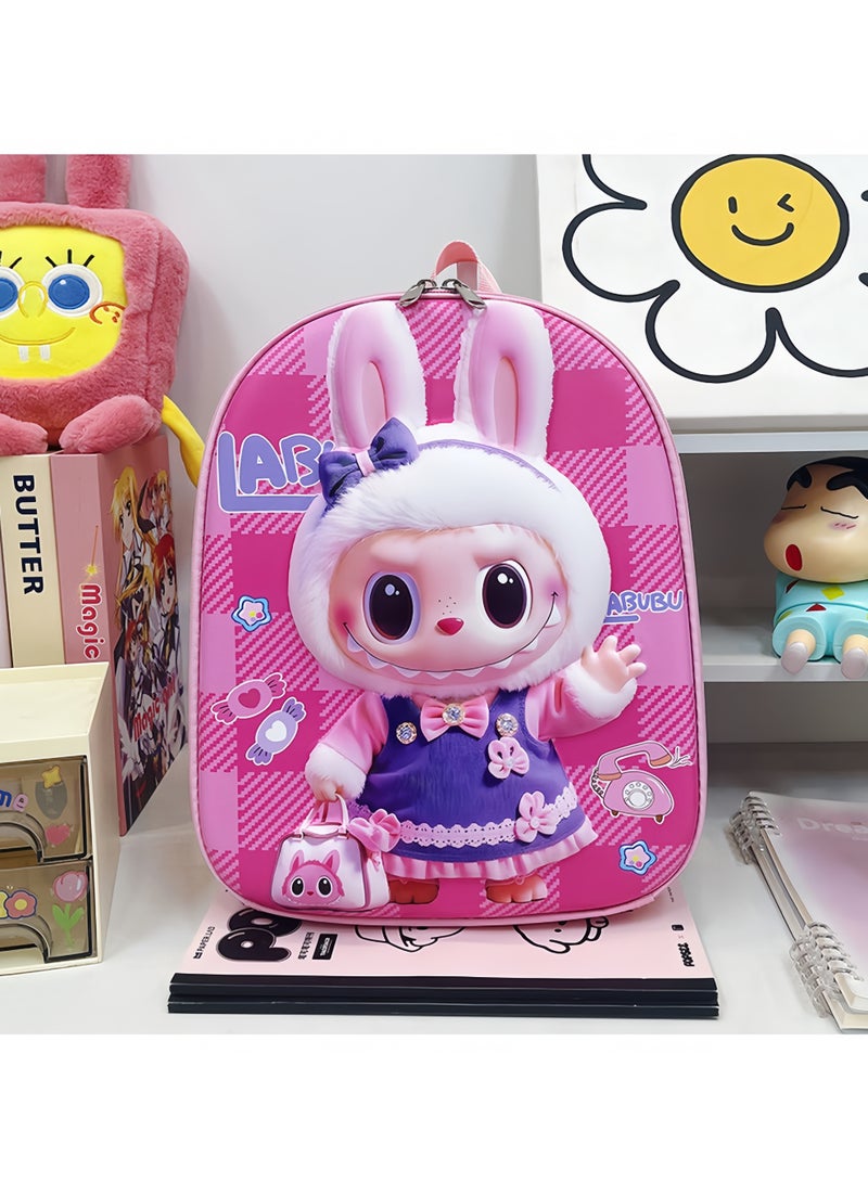 لابوبو حقيبة ظهر جديدة للأطفال من Labubu حقيبة صلبة لرياض الأطفال مصنوعة من مادة EVA حقيبة مدرسية للأولاد والبنات بسعة كبيرة 30*25*7 سم - Image 4