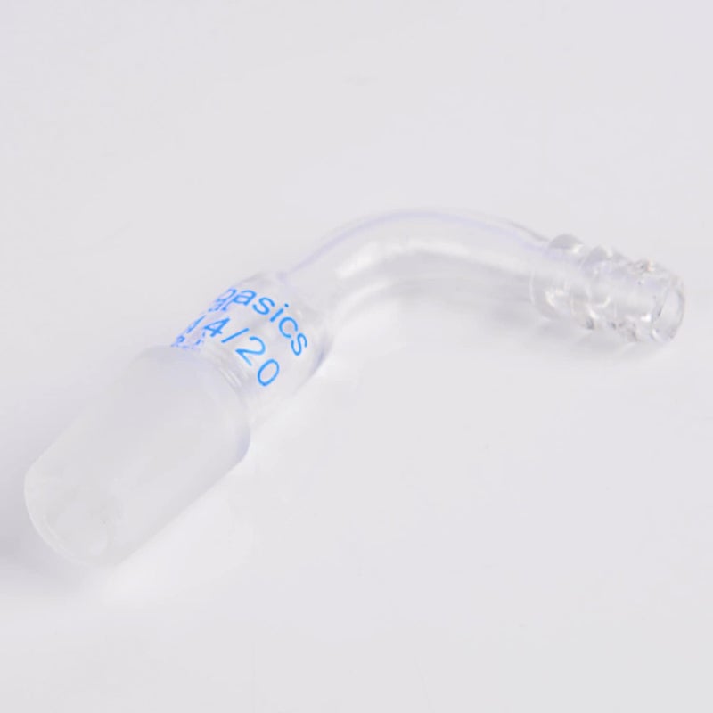 Labasics Glass Bent Inlet Adapter with 14/20 Male Glass Joint and 8mm Hose Connection Lab Glassware (14/20 Joint) - Image 5