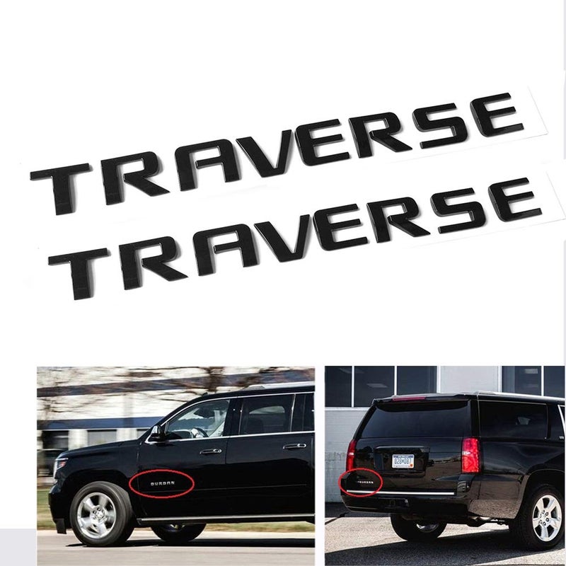 2Pack OEM Traverse Emblem Nameplate Letters 3D Logo Badge Compatible with Traverse 2Pack Black