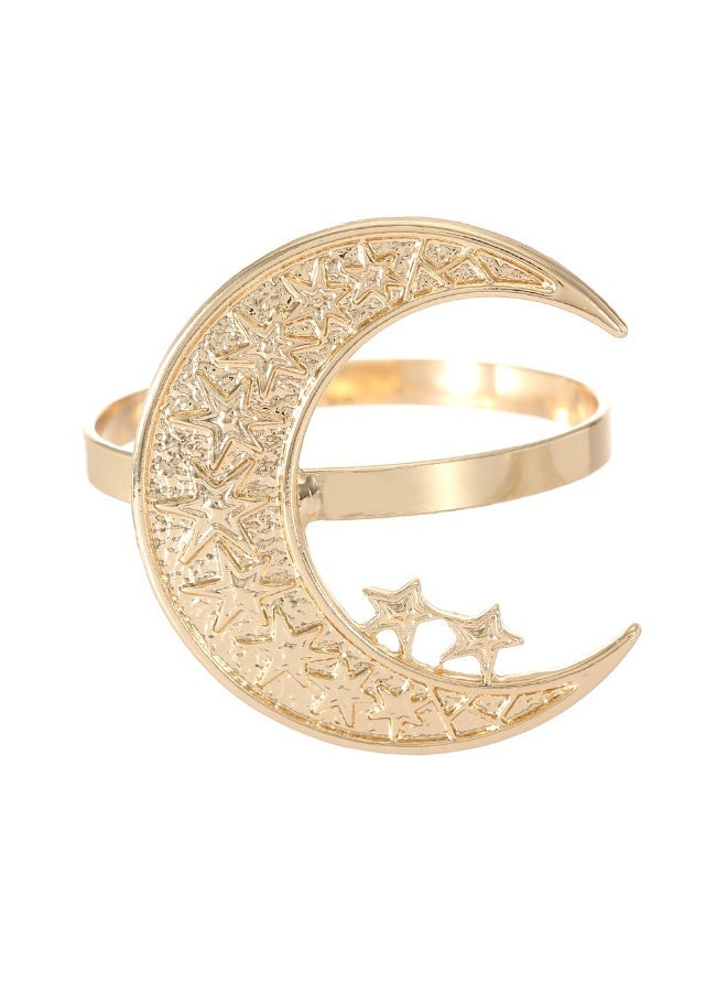 4PCS Gold Moon & Star Metal Napkin Rings – Elegant Table Napkin Holders for Dining Table Decoration, Dinner Party, Wedding & Home Table Decor - Image 1
